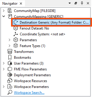 Destination Generic (Any Format) Folder parameter in the Navigator